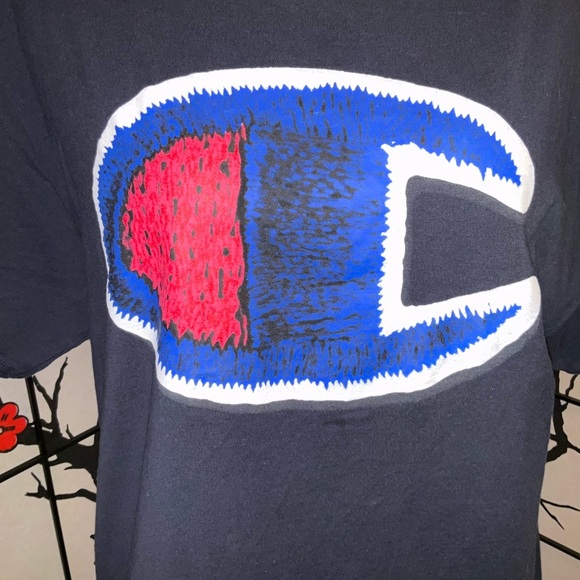 Champion Mens Size Large Navy Red White Blue C Graphic Logo Casual T Shirt - Picture 2 of 7
